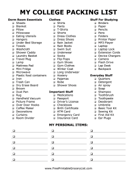 A List of Things For College image 1